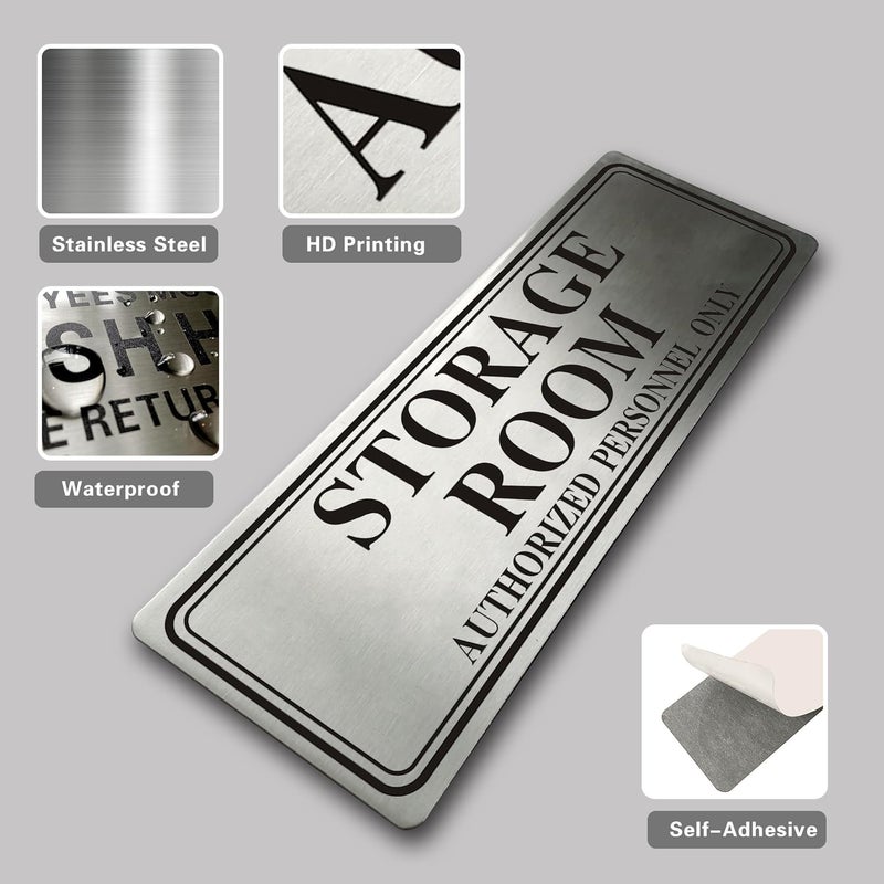 LEMBANG Metal Stainless Steel Authorized Personnel Only Sign，9x3in (Storage Room) - Image 2